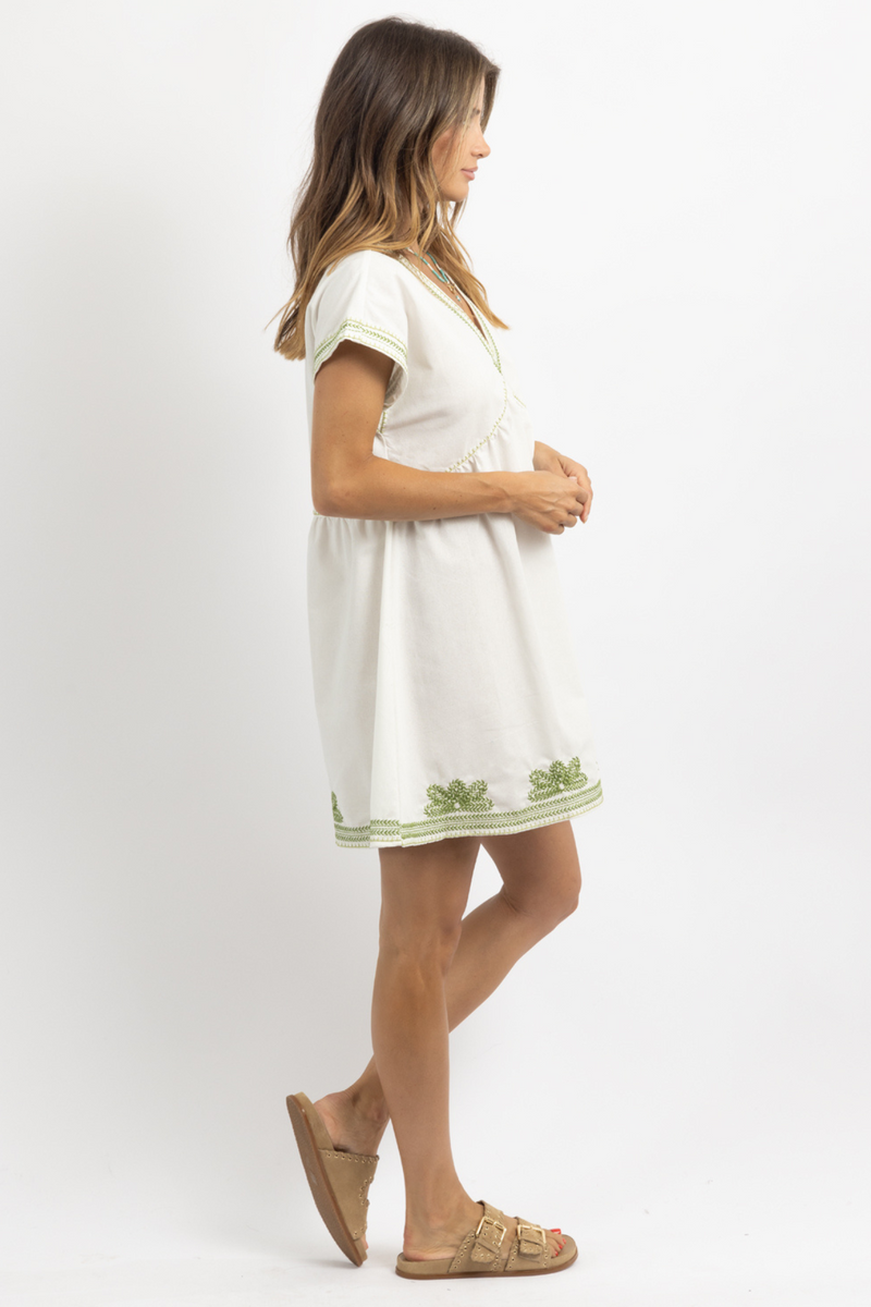 CLOVER EMBROIDERED MINI DRESS