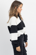 ELIANNA B+W POLO STRIPE TOP