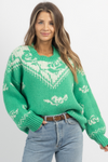 EMERALD VINTAGE ROSE SWEATER *BACK IN STOCK*