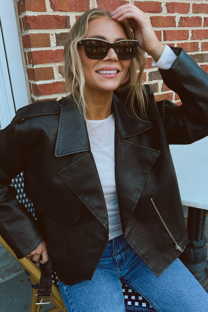 ESPRESSO LEATHER BUCKLE JACKET