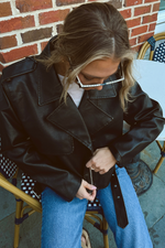 ESPRESSO LEATHER BUCKLE JACKET