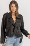 ESPRESSO LEATHER BUCKLE JACKET