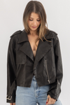 ESPRESSO LEATHER BUCKLE JACKET