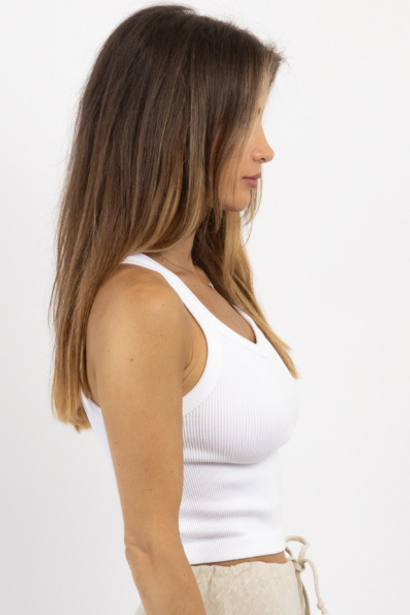 WASH OUT WHITE RIBBED TANK *BACK IN STOCK*
