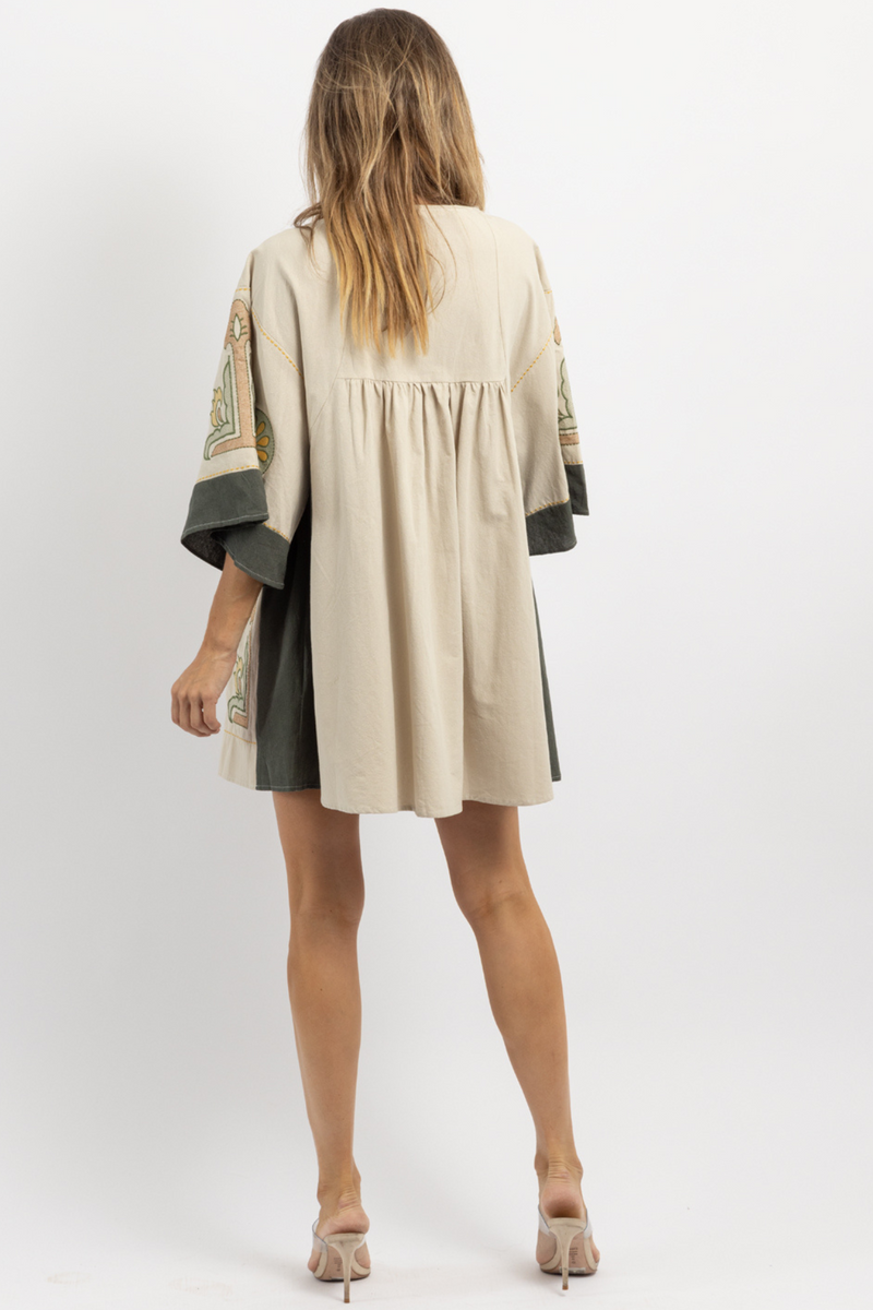 FAY NEUTRAL EMBROIDERED MINI DRESS *BACK IN STOCK*