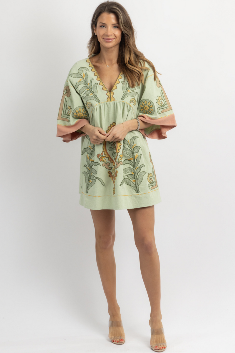 FAY MINT EMBROIDERED MINI DRESS *BACK IN STOCK*