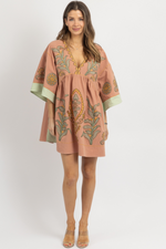 FAY PINK EMBROIDERED MINI DRESS