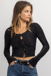 FEMME BLACK KNIT BOW TOP