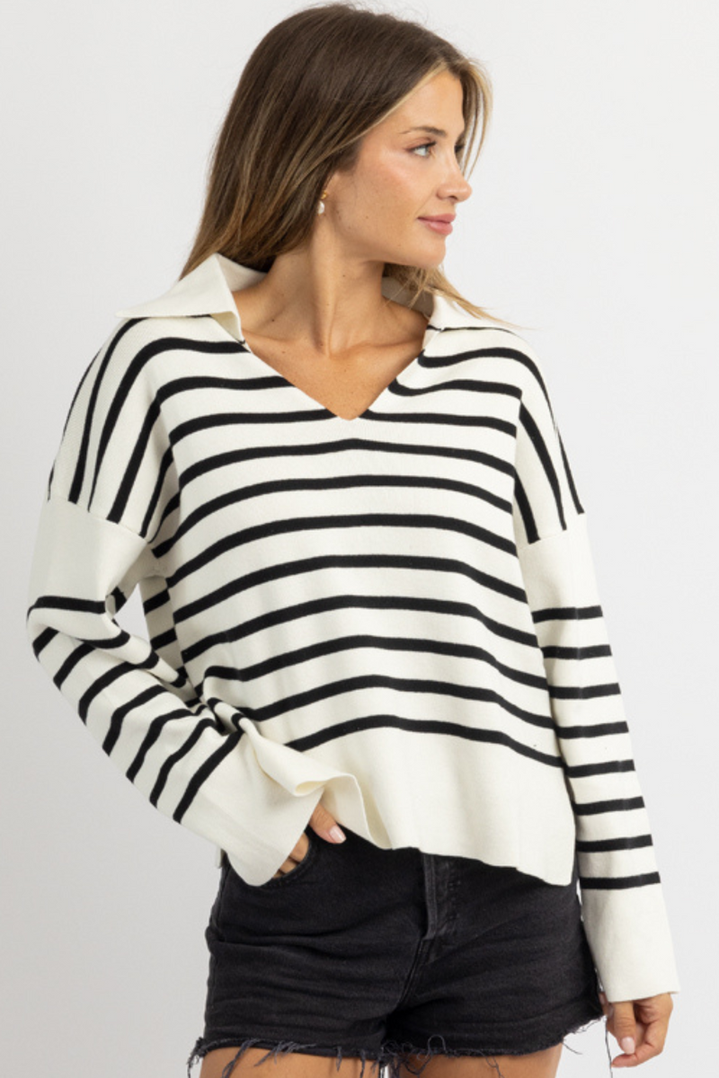 NEW SCHOOL IVORY STRIPED SWEATER *BACK IN STOCK*