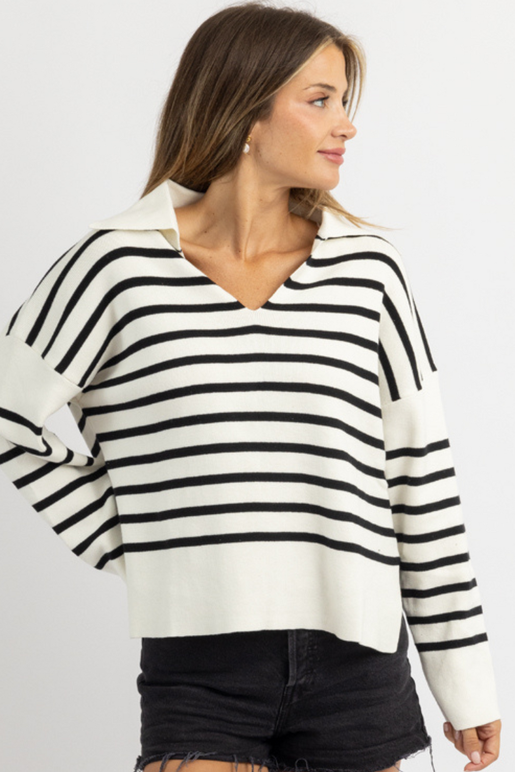 NEW SCHOOL IVORY STRIPED SWEATER *BACK IN STOCK*