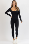 FORM BLACK RIBBED JUMPSUIT