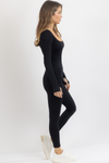 FORM BLACK RIBBED JUMPSUIT