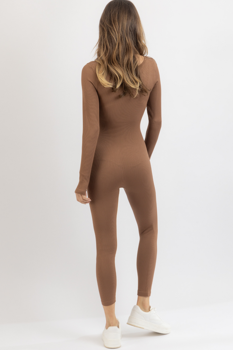 FORM COFFEE RIBBED JUMPSUIT