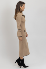 GABI BEIGE CONTRAST MIDI DRESS