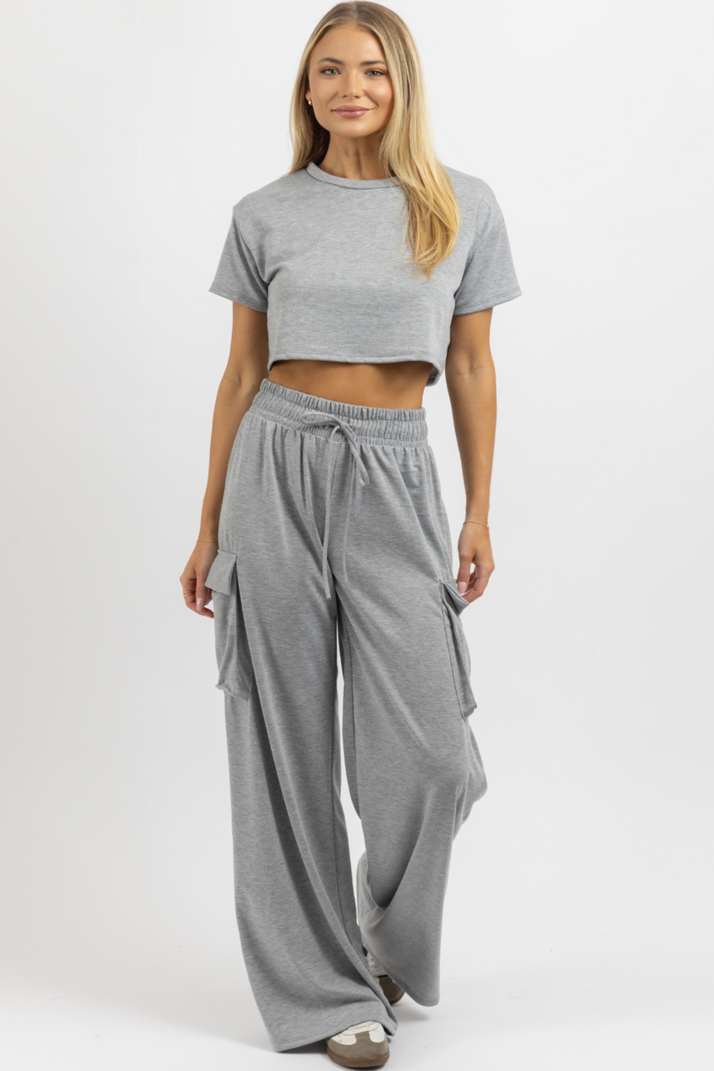 BUTTER SOFT HEATHER GREY CARGO SET