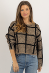 GRID GREY KNIT SWEATER