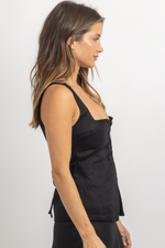 HAILEE BLACK LINEN TOP