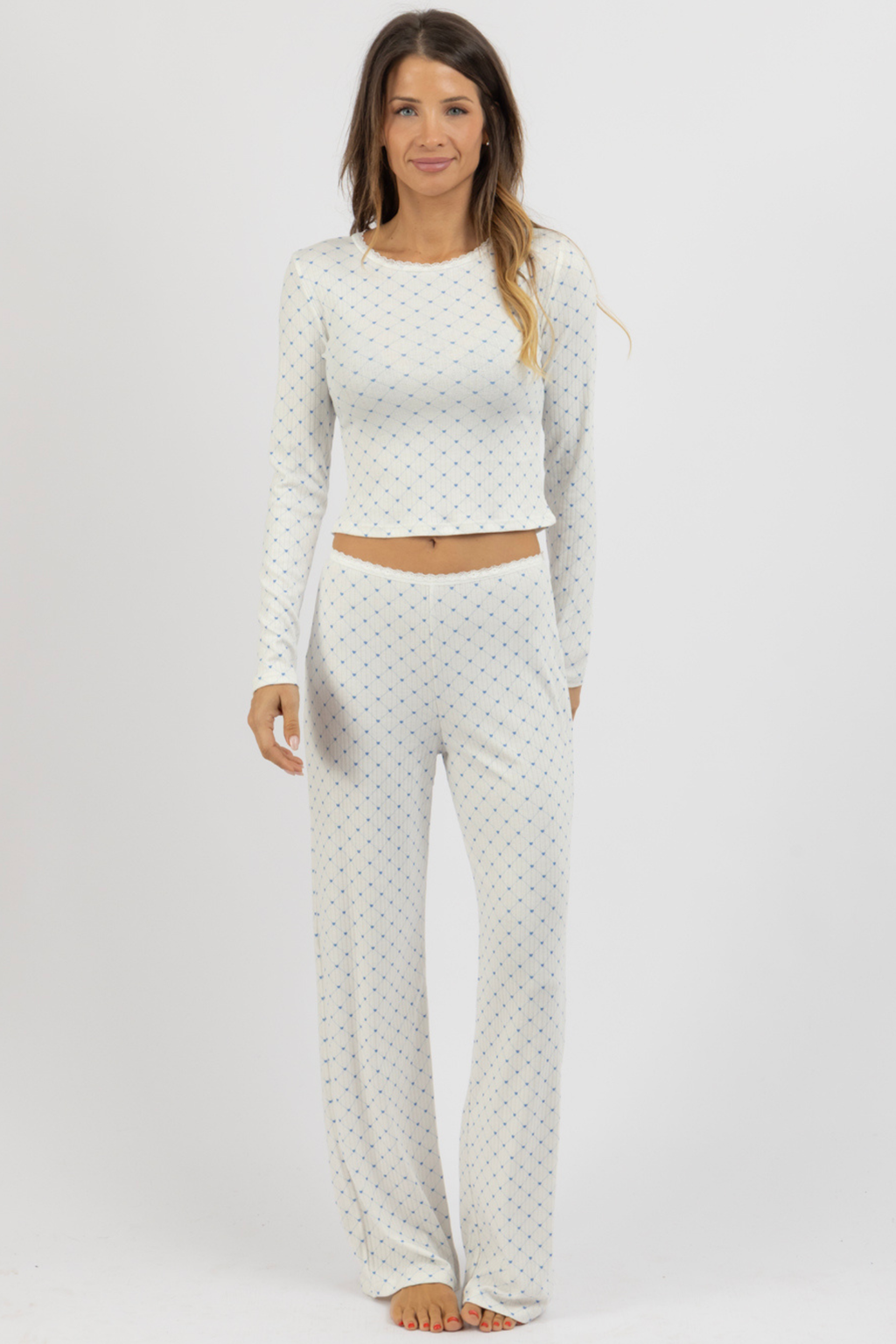 POINTELLE HEART PANT SET