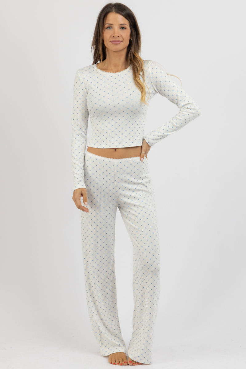 POINTELLE HEART PANT SET