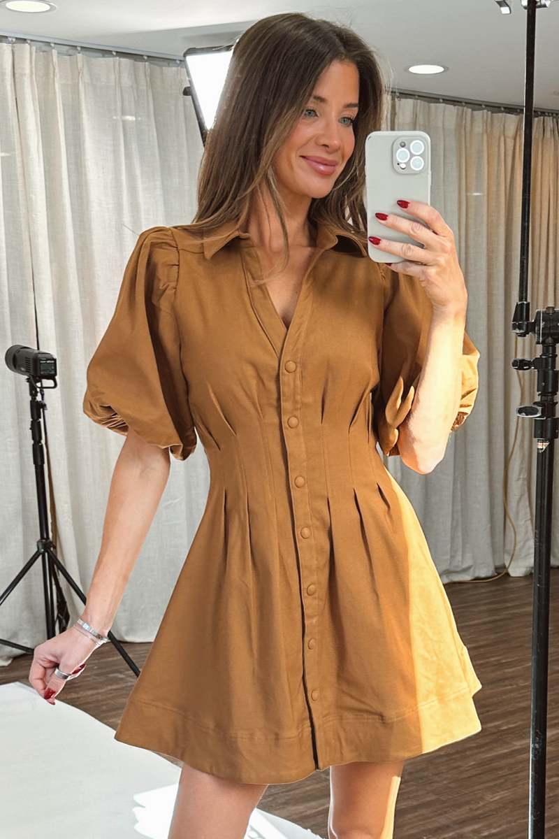 SHEA CAMEL SHIRT DRESS