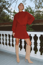 MANHATTAN RED SWEATER SKIRT SET