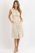 INDAH TAUPE LINEN DRESS