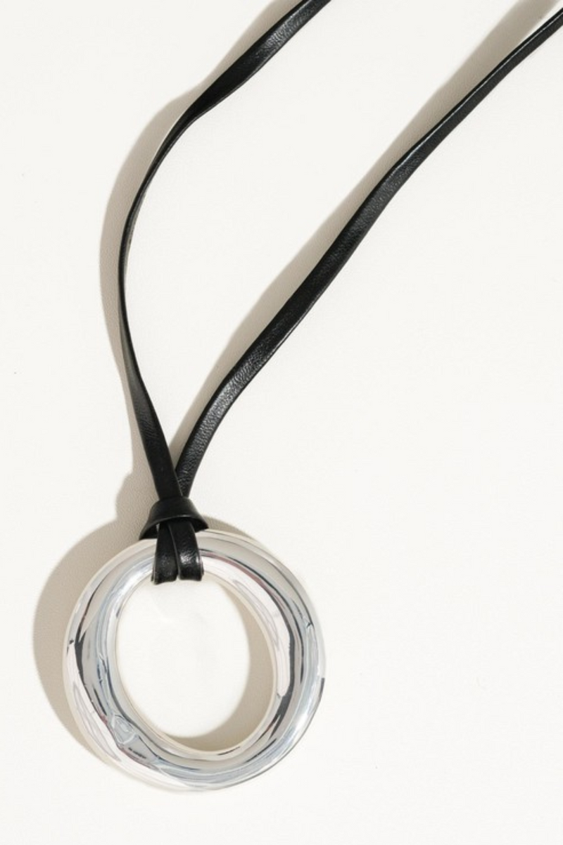 ION SILVER LEATHER NECKLACE