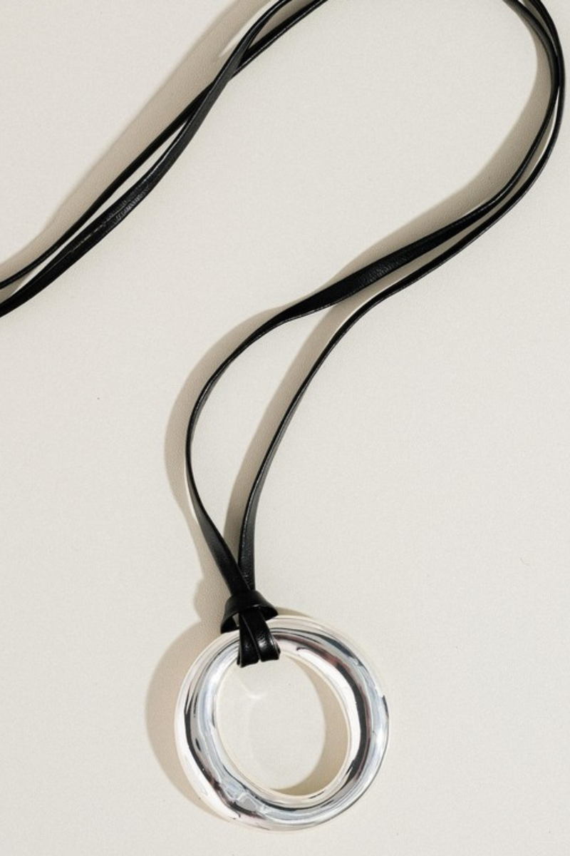 ION SILVER LEATHER NECKLACE