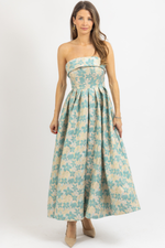 JAIDA SEA GREEN JACQUARD DRESS