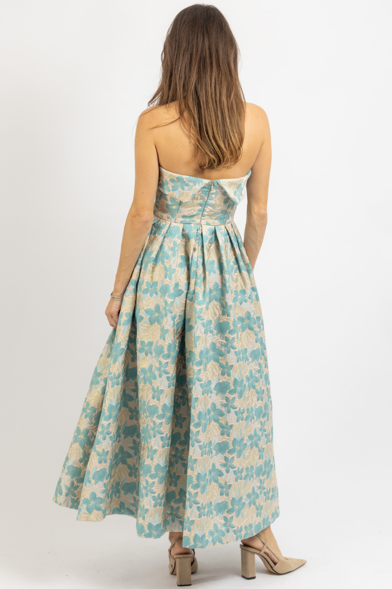 JAIDA SEA GREEN JACQUARD DRESS