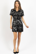 JOSIE JACQUARD METALLIC MINI DRESS