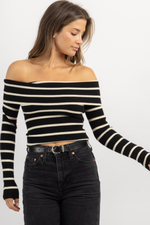 JUPITER BLACK OFF SHOULDER TOP