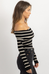 JUPITER BLACK OFF SHOULDER TOP