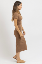 KACEY CAMEL RIBBED DRESS