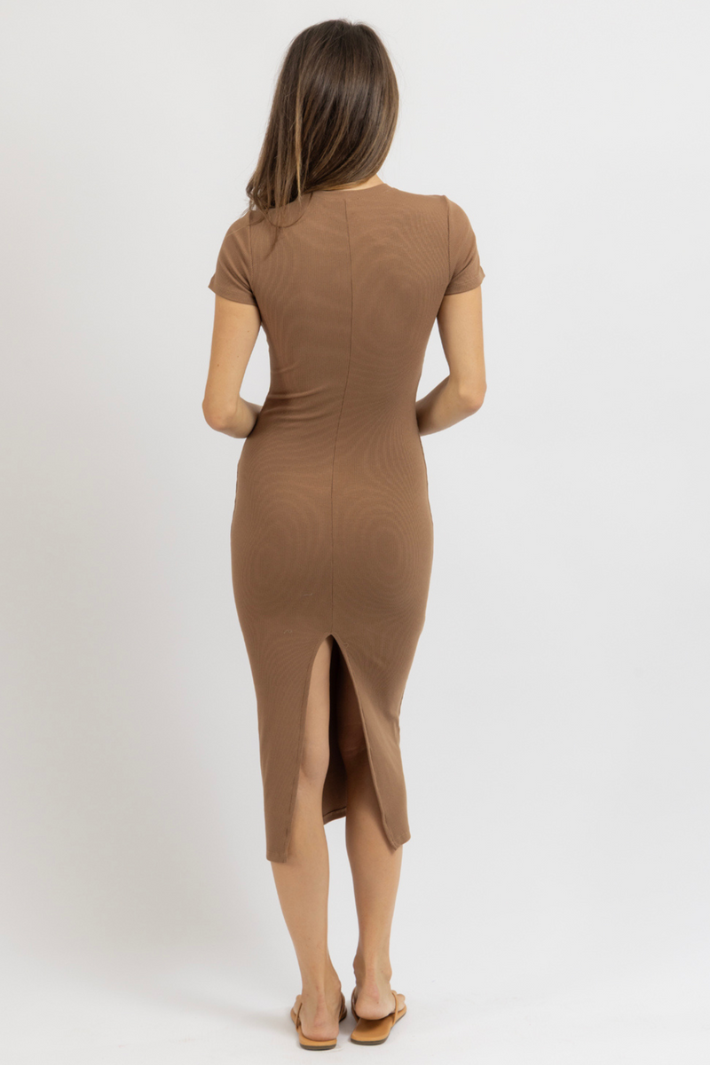 KACEY CAMEL RIBBED DRESS