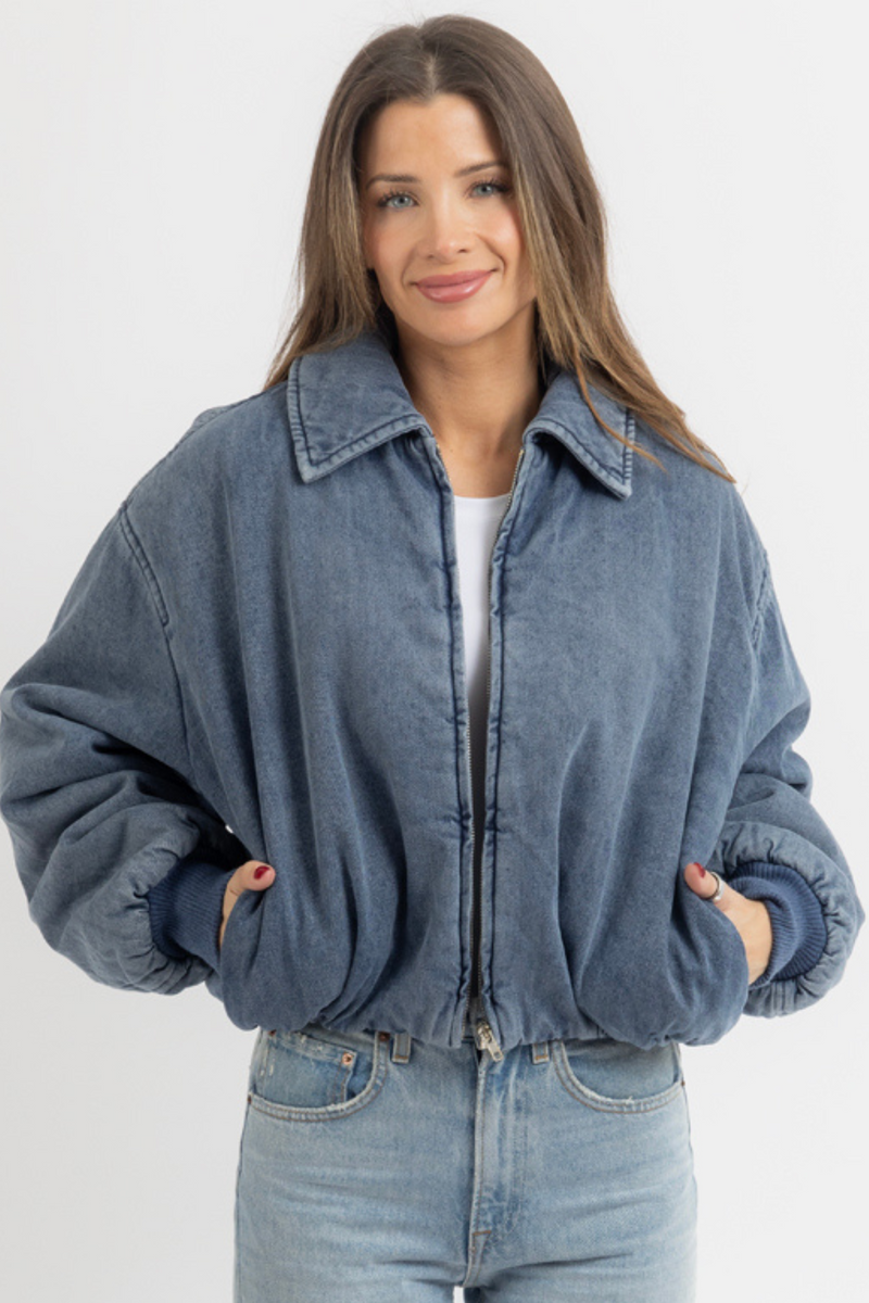 KARINA DENIM BOMBER JACKET