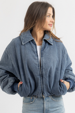 KARINA DENIM BOMBER JACKET