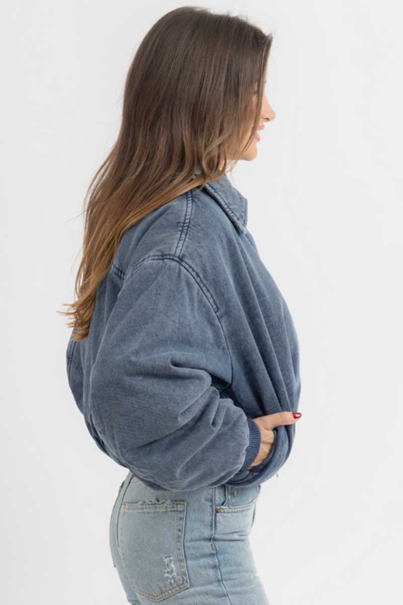 KARINA DENIM BOMBER JACKET