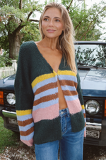 KAZIA GREEN STRIPE CARDIGAN