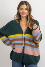 KAZIA GREEN STRIPE CARDIGAN