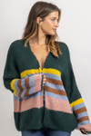 KAZIA GREEN STRIPE CARDIGAN