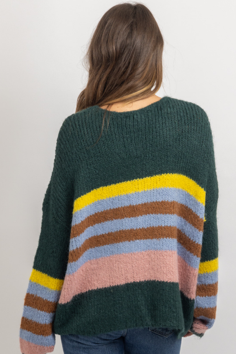 KAZIA GREEN STRIPE CARDIGAN