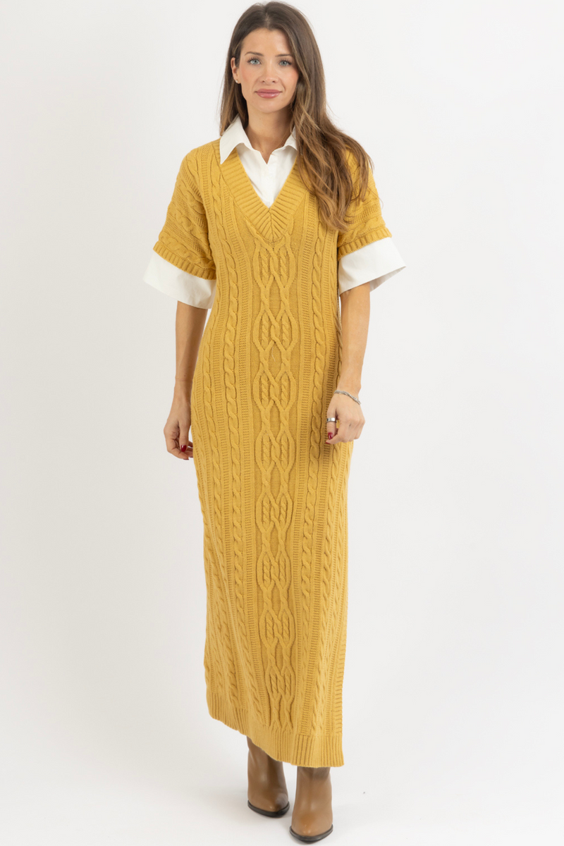 LANDON LAYERED SWEATER DRESS