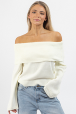 LANY CREAM OFF SHOULDER SWEATER