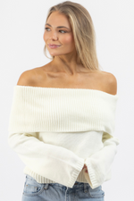 LANY CREAM OFF SHOULDER SWEATER