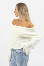 LANY CREAM OFF SHOULDER SWEATER