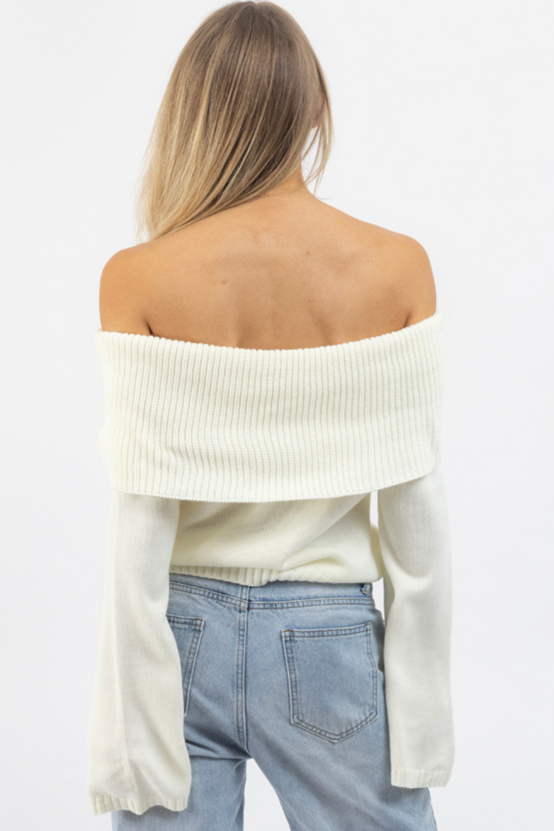 LANY CREAM OFF SHOULDER SWEATER