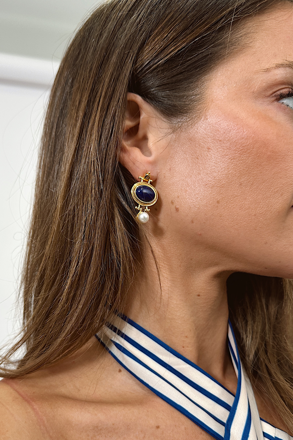 LAPIS GEM DROP EARRING