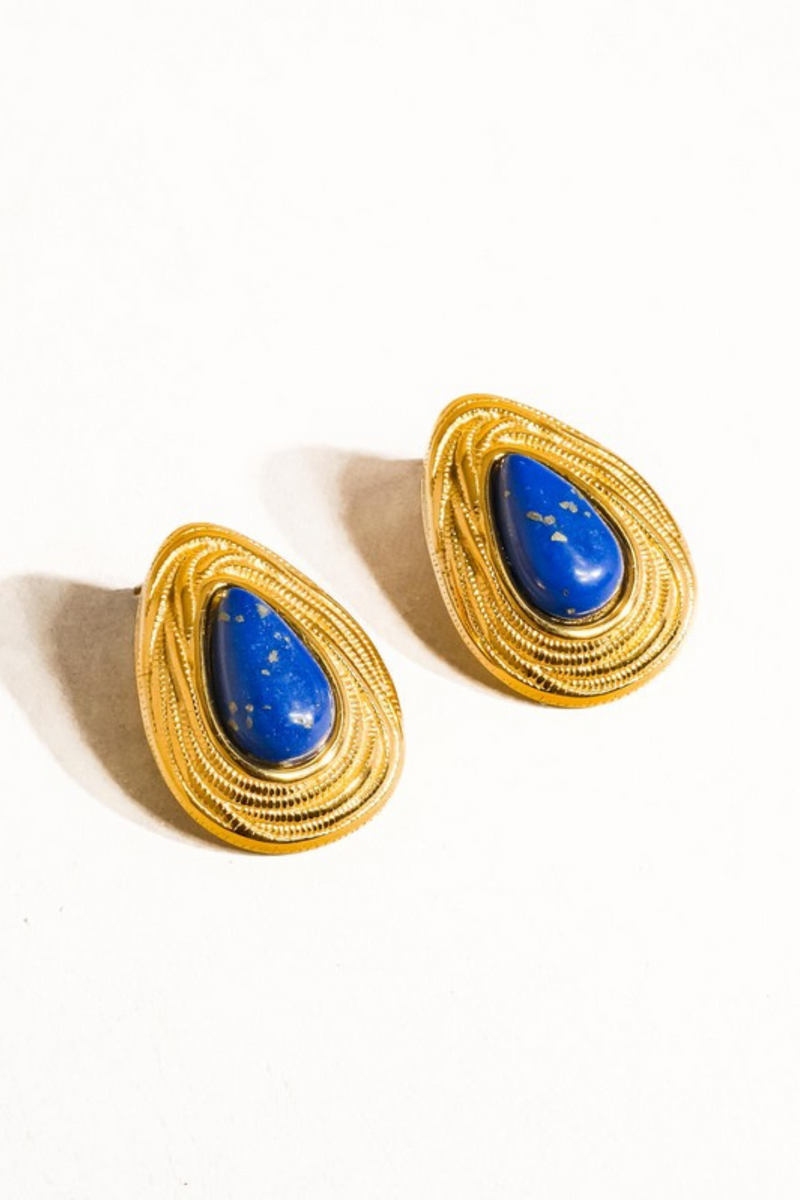 LAPIS LAZULI DROPLET EARRING