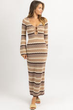 LEO COFFEE KNIT MAXI DRESS